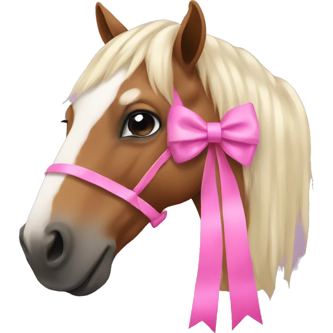 A horse with a pink bow  emoji