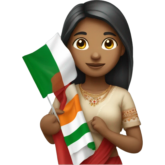 Indian Girl holding italy flag emoji