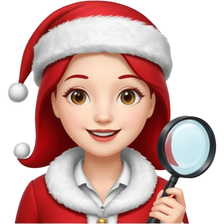 Female Santa with Magnifying glass emoji