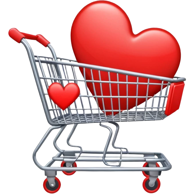 emoji of empty shopping cart with broken heart inside emoji