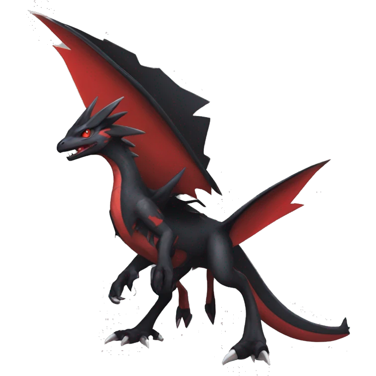 cool edgy black and red Dark-type nargacuga Pokémon full body emoji
