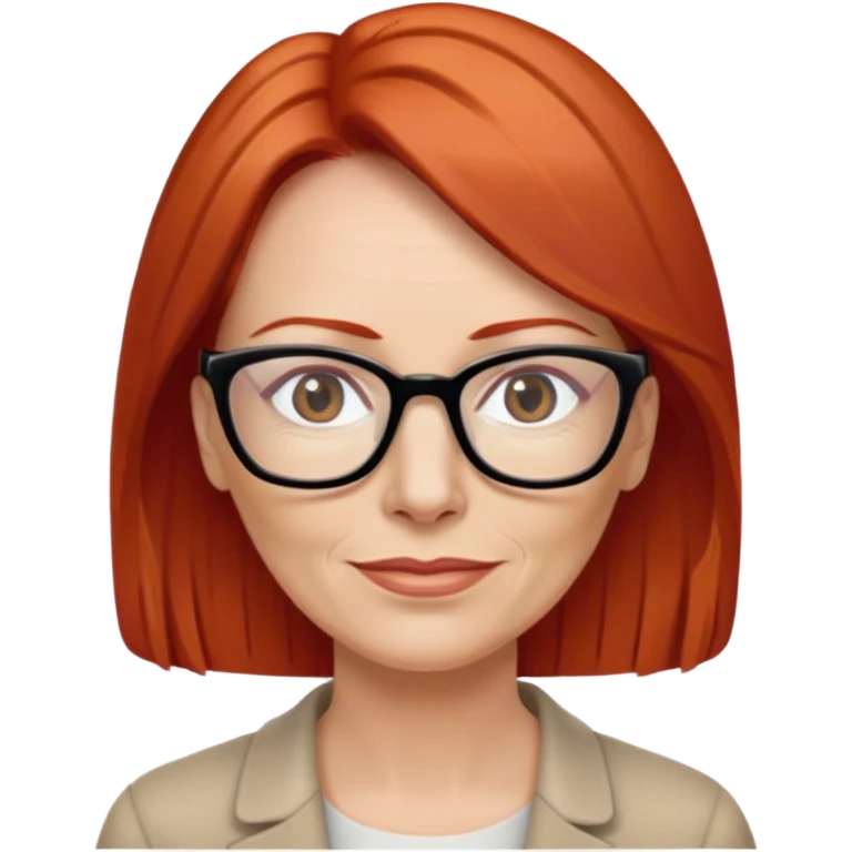 middle age Red head long straight hair pale skin wearing glasses emoji