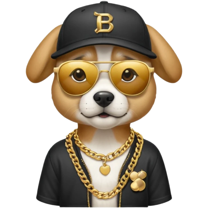 Dog with Hiphop Clothes and glasses emoji