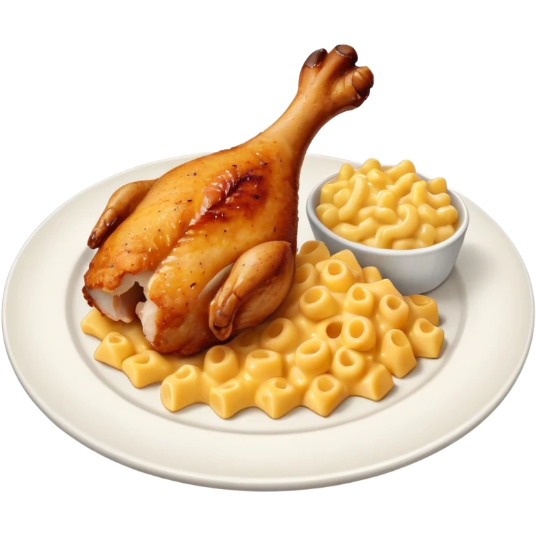 baked chicken leg with mac and cheese on the side emoji