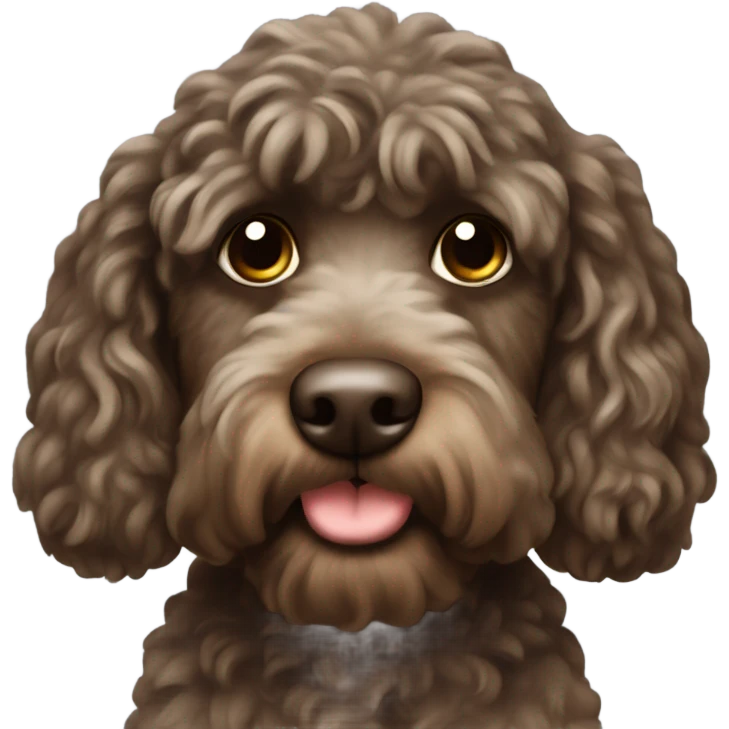 Dark brown Cockapoo driving emoji