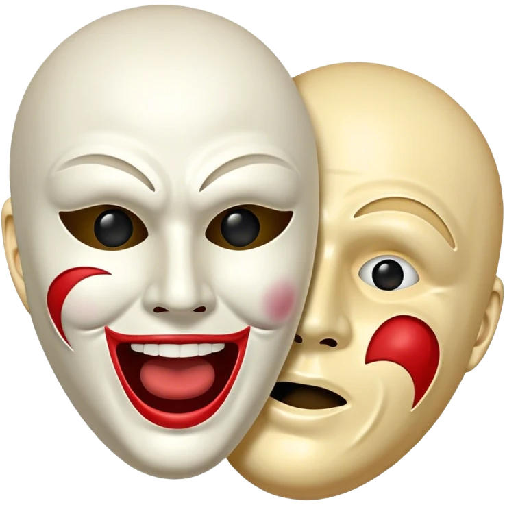 A person taking off a comedy mask revealing a tragedy mask underneath emoji