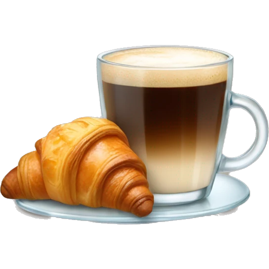 A glass of coffee with a croissant emoji