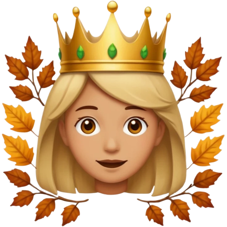 fall ecstatic emoticon artsy slightly creepy crown of leaves but make the base a normal emoji emoji