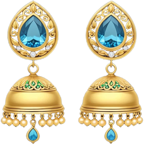 A small beautiful jhumka pair in golden color with very few stones emoji