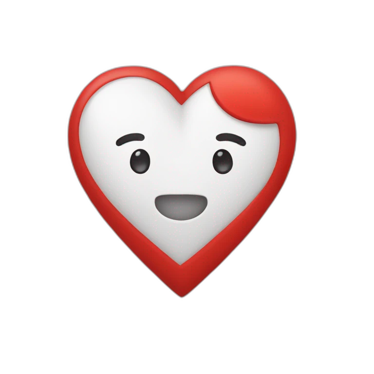 Corazón de un lado rojo y de otro blanco  emoji