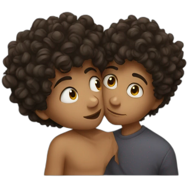 Curly boy kissing curly boy emoji