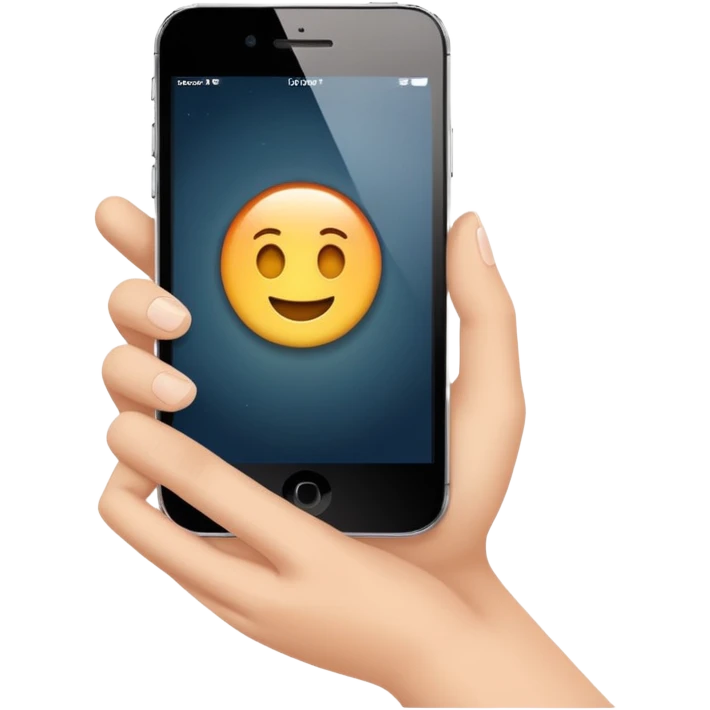 one hand showing iphone with screen, only hand and phone emoji