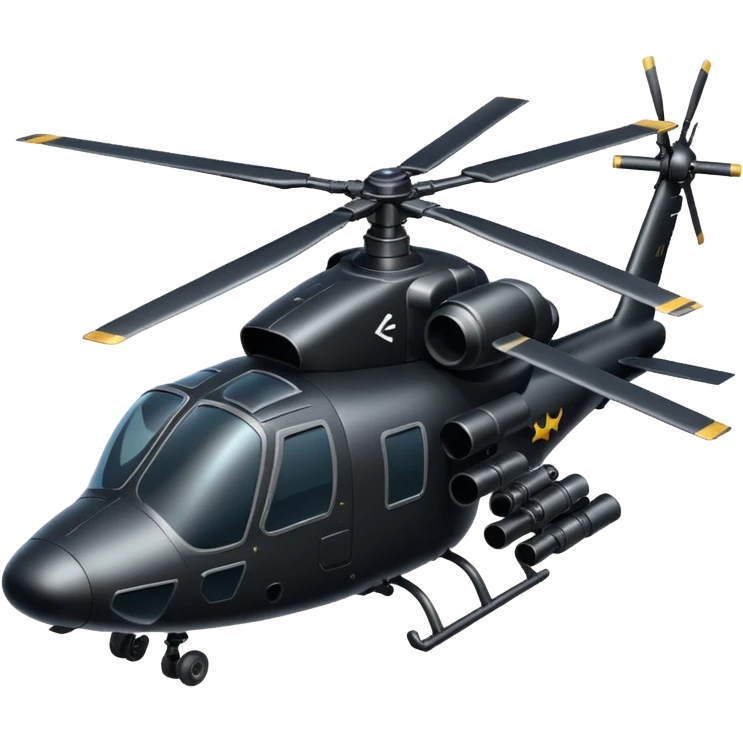 black battle helicopter with cannon emoji
