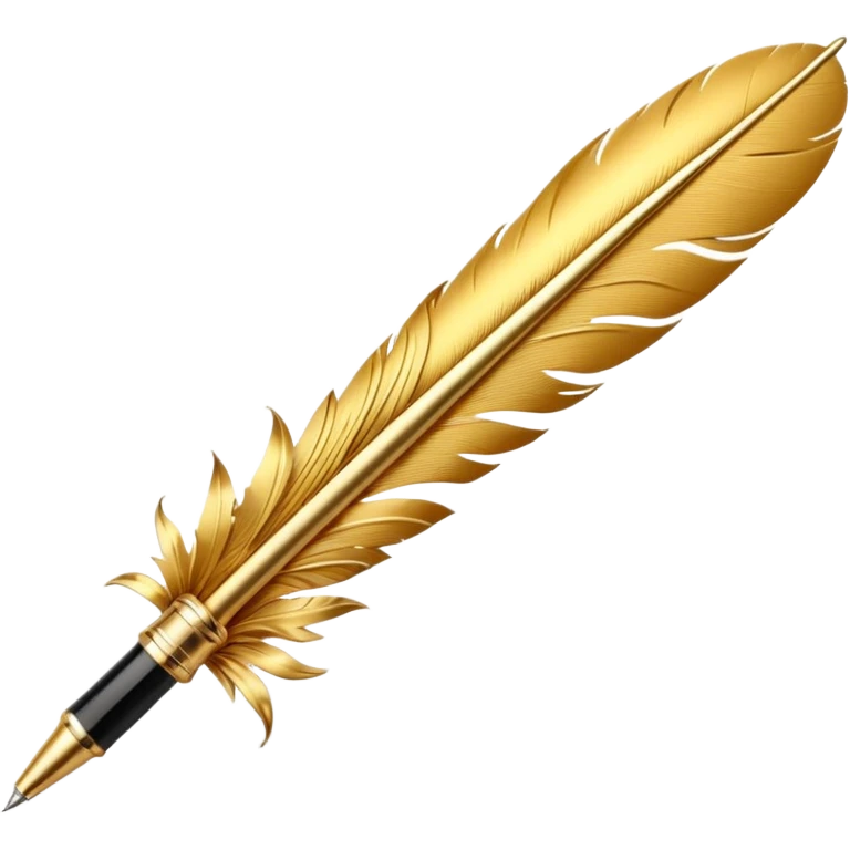 3D perspective academic premium golden ink feather pen emoji