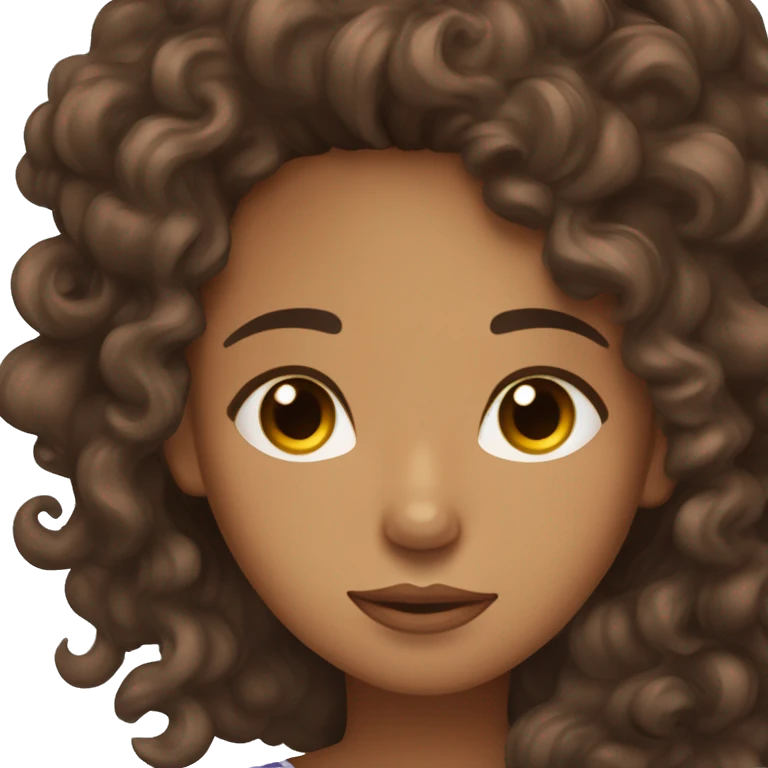 light brown skin with dark brown hair and brown eyes sleeping with long curly hair and with the cover over her sleeping emoji