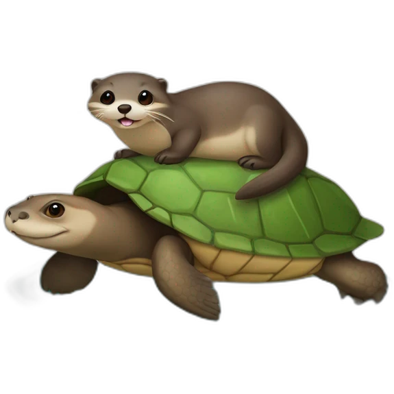 Loutre sur une tortue emoji