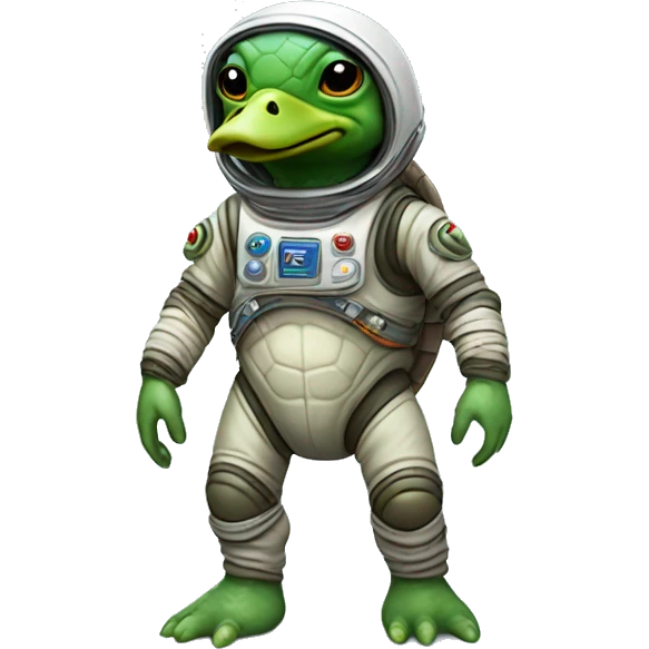 Turtle duck alien in spacesuit full figure emoji