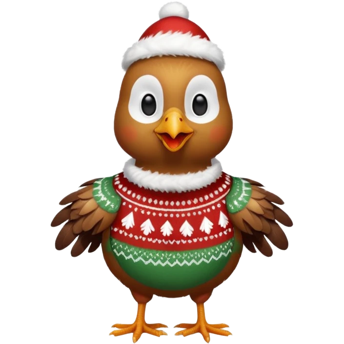 Chicken with a Christmas jumper emoji