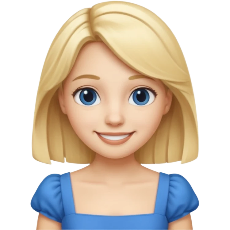 MAKE A ALICE AND THE WONDER LAND EMOJI WITH A BLUE DRESS AND BLOND HAIR emoji