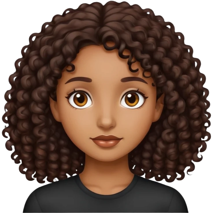 a brown girl with dark brown curly hair  emoji