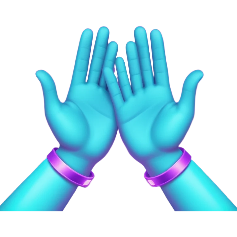 futuristic glowing clapping hands, purple and cyan glow, dark background emoji