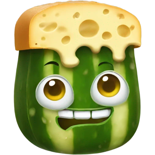 Pickle wearing cheese hat emoji