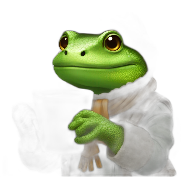 lezard with winter clothes drinking coffee emoji