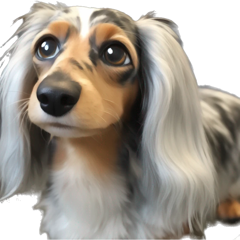 Tri Merle long haired Dachshund  emoji