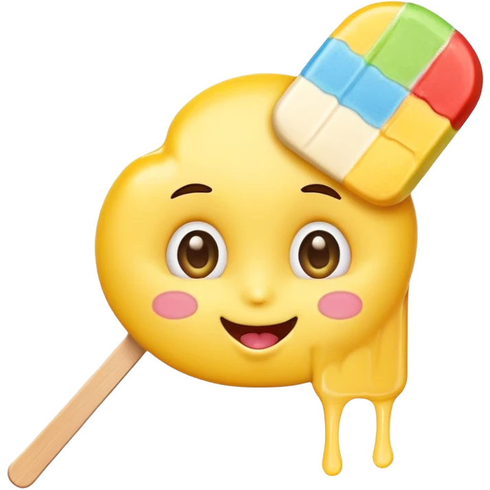 yellow emoji face licking a popsicle, relaxed and happy emoji
