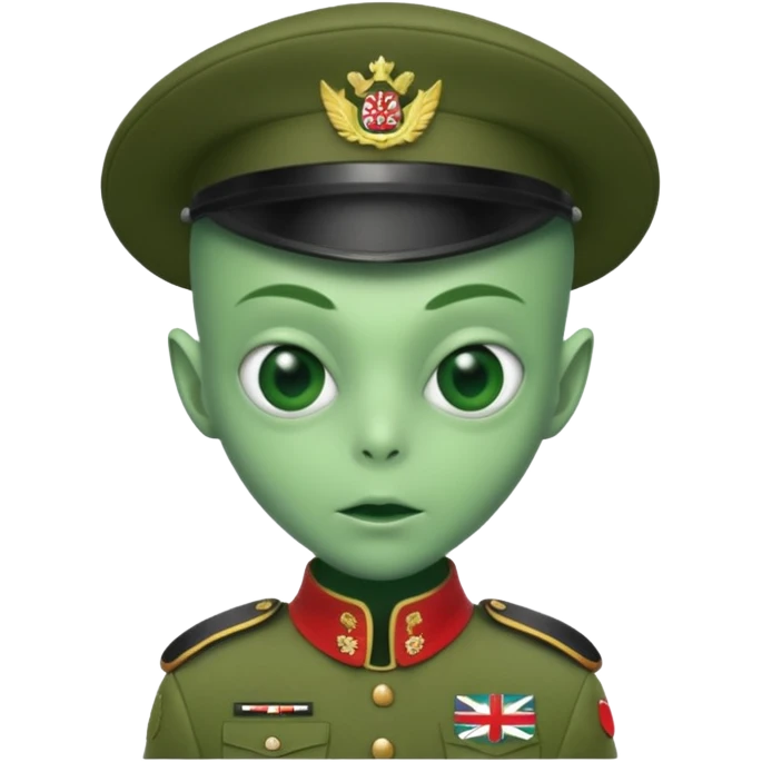 alien, wearing england soldier custome, half body emoji