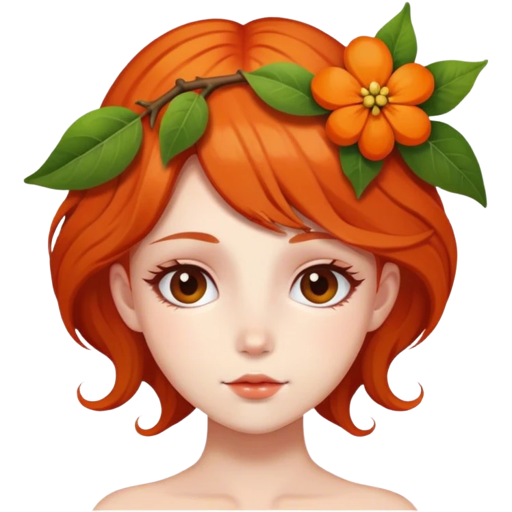 girl with flower persimmon hair ornament emoji
