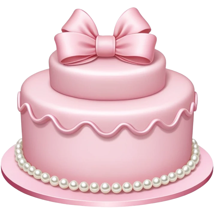 light pink cake decorated with pearls and a light pink bow on top emoji