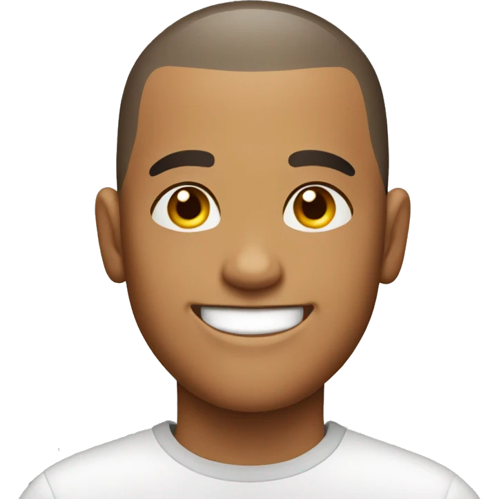 smiling young man in shirt buzz cut emoji