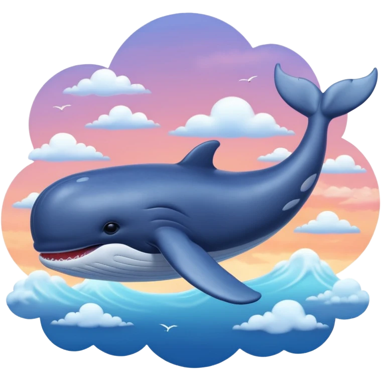 Sky Whale – Gigantic whale drifting among pastel sunset clouds. emoji