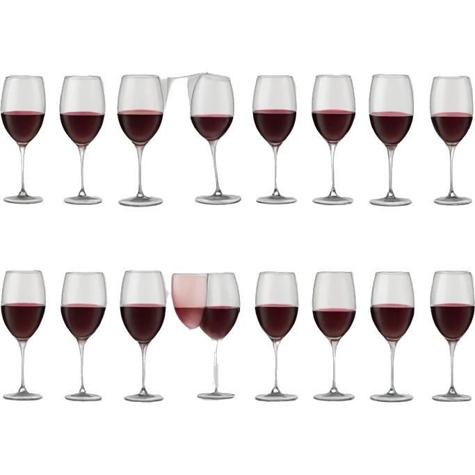 Wine glasses filled with different wine standing in line  emoji