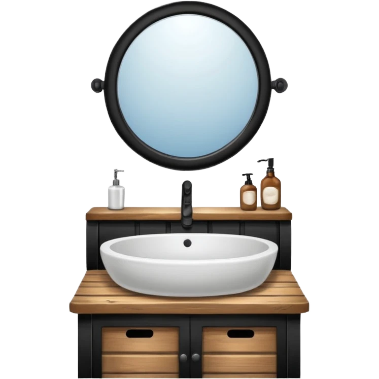 sink on a barrel bathroom with mirror emoji