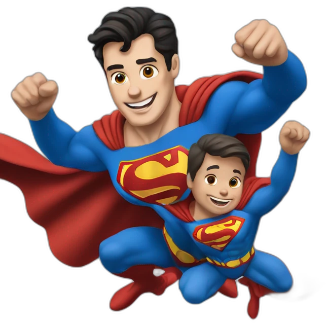 superman flying with two toddlers emoji