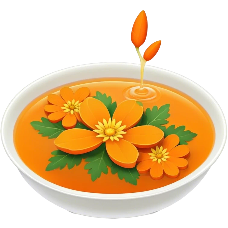 Clear Soup with carrots in shape of orange flowers emoji