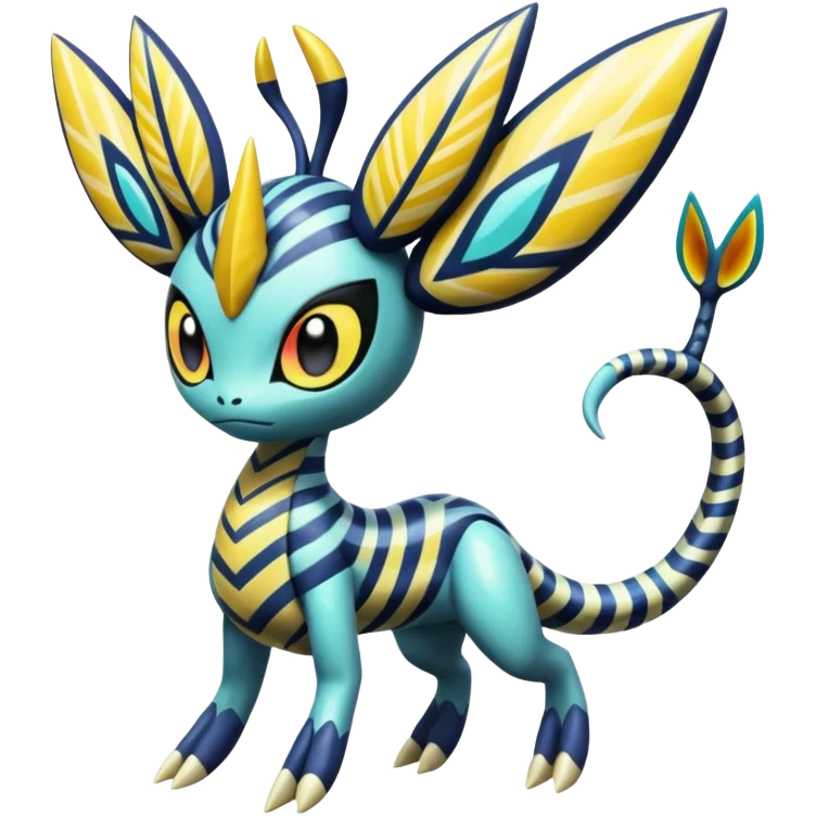 zig-zag-patterned tribal tropical hot spotted striped Meloetta-Dialga-Giratina-Noibat-Pokémon-Fakémon-fusion-hybrid-creature emoji
