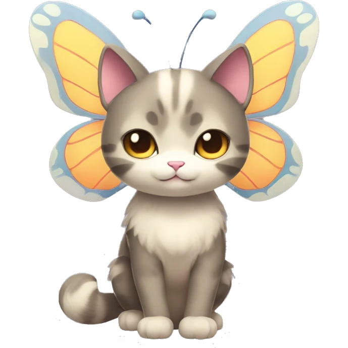 Kawaii Butterfly-Cat-Pokémon-Fakémon Full Body emoji