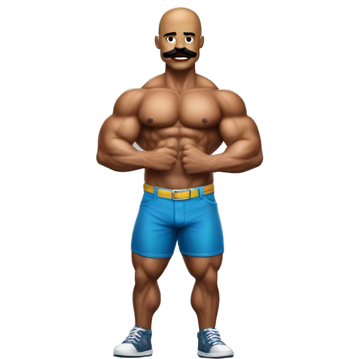 Muscular gay bodybuilder with mustache bikini realistic emoji