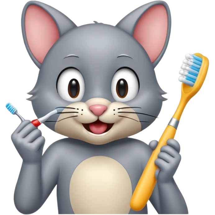 Creat an emoji for Tom or jerry holding toothbrush emoji