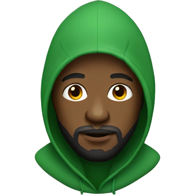 Black man with a beard wearing a green hoodie emoji