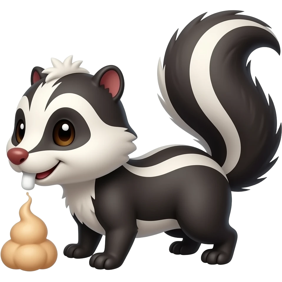 Cartoon skunk spraying fart emoji