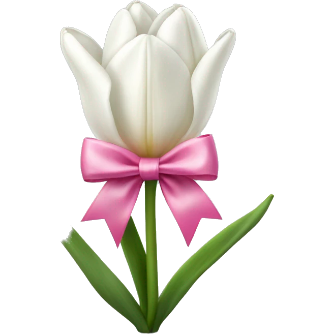 white tulips with pink bow  emoji
