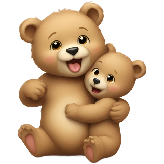 Baby bears playing and love emoji