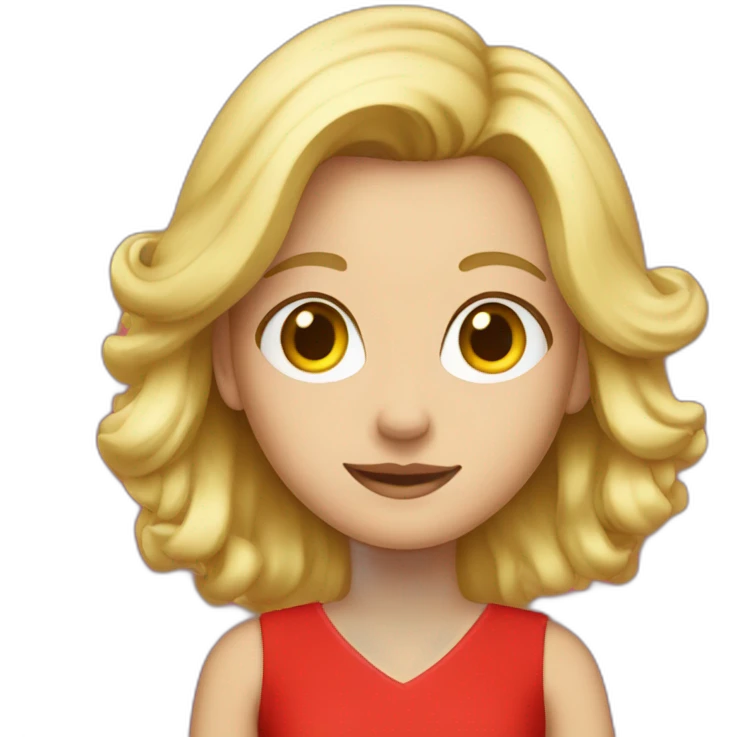 emoji of a blonde girl in a red dress emoji
