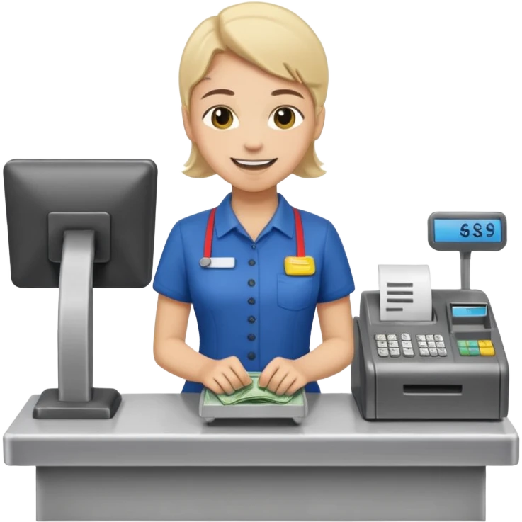 supermarket employee at a cash register, full body emoji