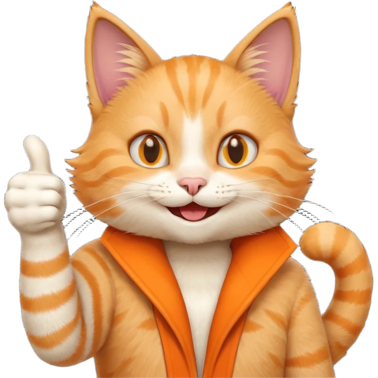 Cat smiling and giving thumbs up emoji