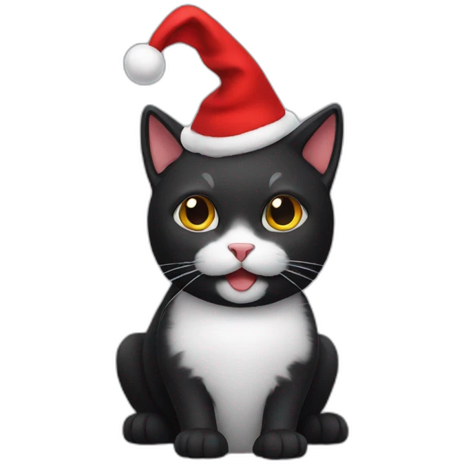 black cat with christmas hat emoji